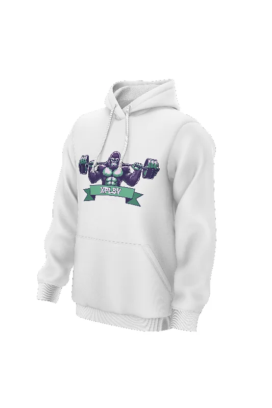 Zip - up men hoodie with multiple pockets for storage XAPE Lifting Club V3 Hoodie - White
