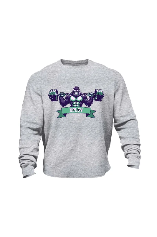 Hooded men sweatshirt with a drawstring closure XAPE Lifting Club V3 Sweatshirt - Grey Marl