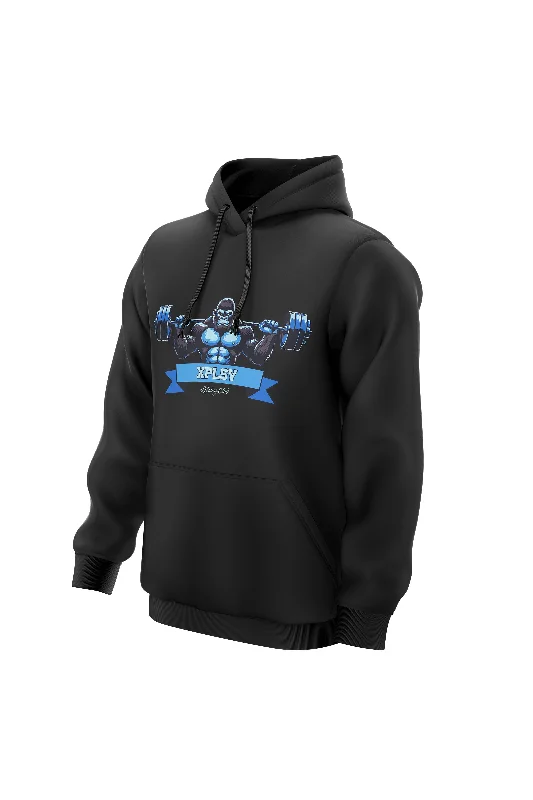 Oversized men hoodie with dropped shoulders for a streetwear look XAPE Lifting Club V4 Hoodie - Black