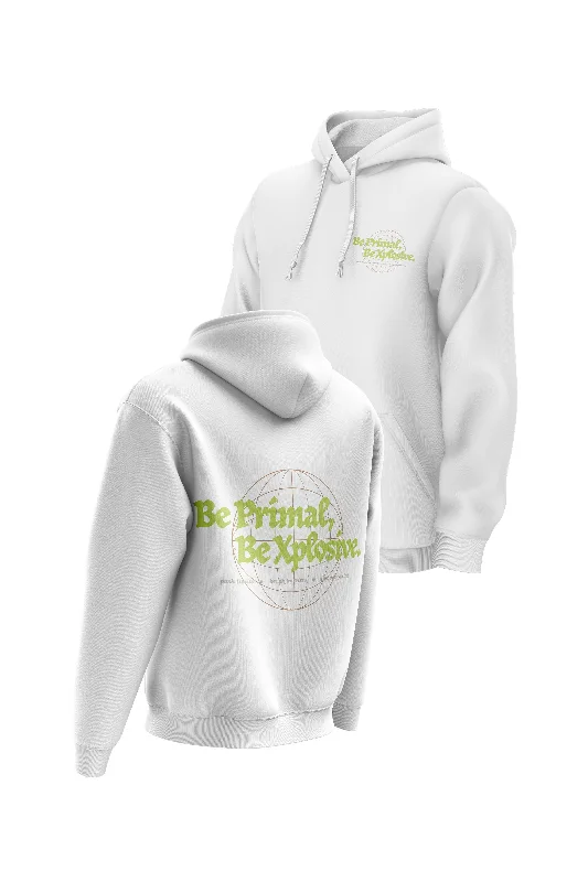 Men hoodie with a detachable hood for versatility XAPE Primal Globe V3 Hoodie - White