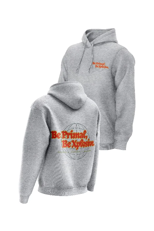 Retro - inspired men hoodie with a varsity logo XAPE Primal Globe V4 Hoodie - Grey