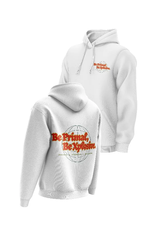 Water - resistant men hoodie for rainy days XAPE Primal Globe V4 Hoodie - White