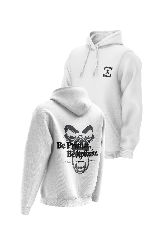 Fleece - lined men hoodie for extreme cold weather XAPE Primal Power V1 Hoodie - White