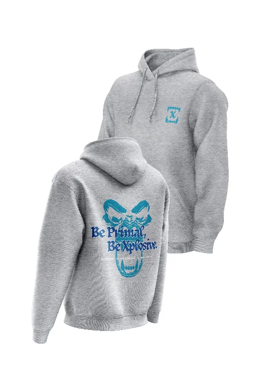 Retro - inspired men hoodie with a varsity logo XAPE Primal Power V3 Hoodie - Grey
