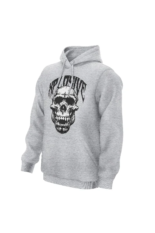 Zip - up men hoodie with multiple pockets for storage XAPE Skull V1 Hoodie - Grey