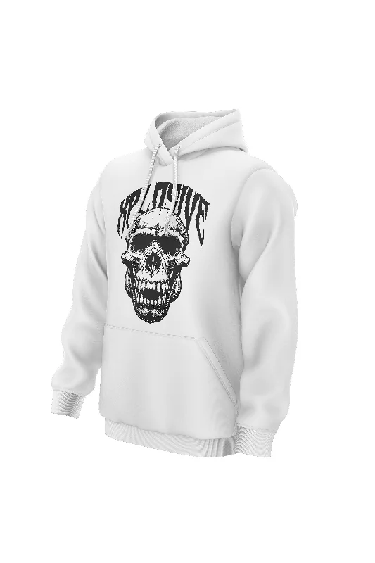 Plus - size men hoodie with a roomy fit for comfort XAPE Skull V1 Hoodie - White