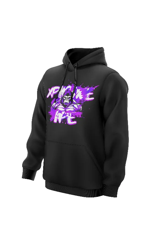 Tech - friendly men hoodie with a built - in headphone jack XAPE Splatter Graffiti V1 Hoodie - Black