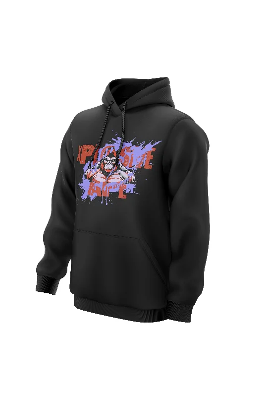 Solid - color men hoodie in trendy olive green XAPE Splatter V2 Hoodie - Black