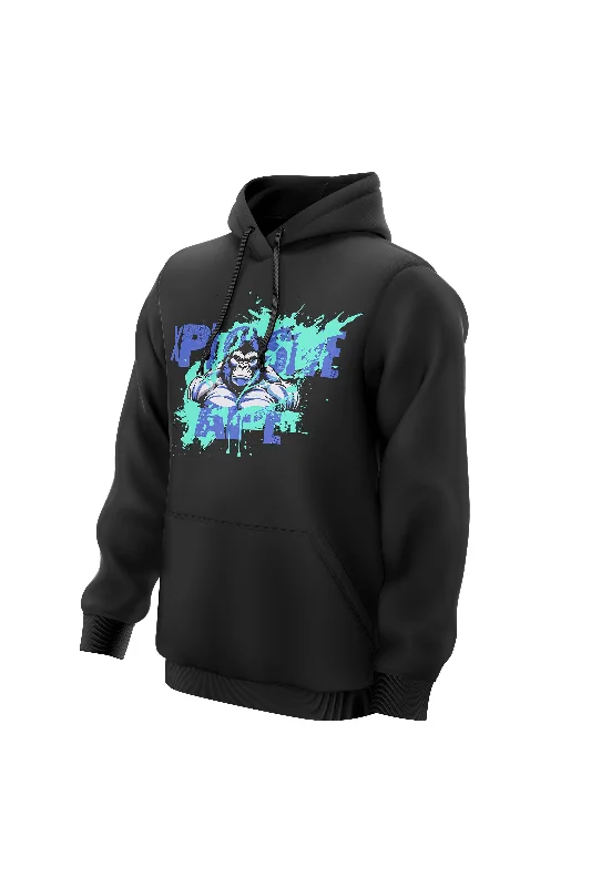 Oversized men hoodie with dropped shoulders for a streetwear look XAPE Splatter V4 Hoodie - Black
