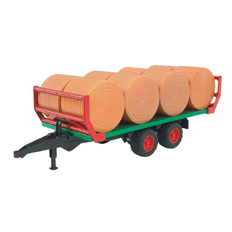 Bruder Hay Bale Transport Trailer with 8 Round Hay Bales