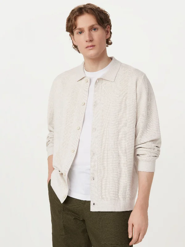 Men Blazers for Formal Dinners in Elegant Fabrics​ The Knit Overshirt in Cream