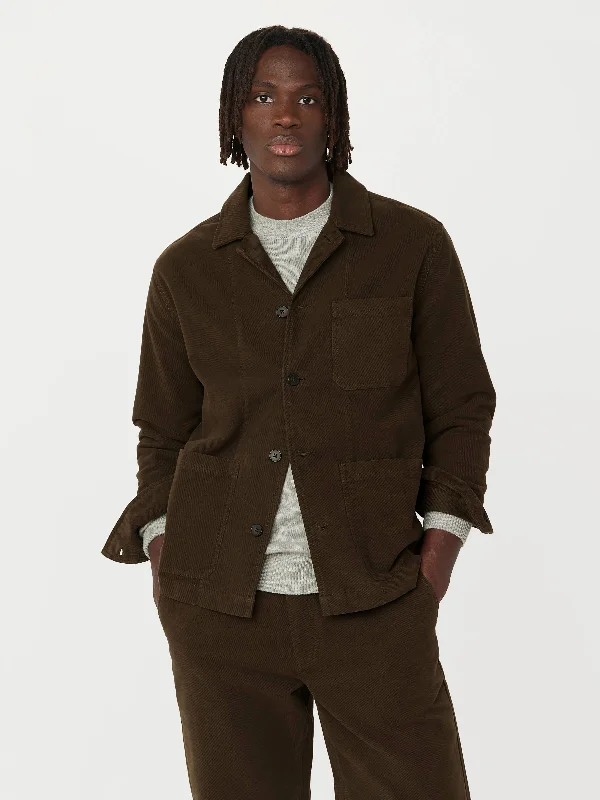 Men Blazers for Art Gallery Openings in Art - Inspired and Unique Styles​ The Moleskin Overshirt in Dark Taupe
