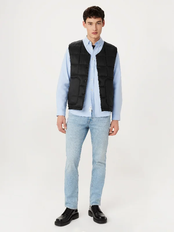 Zip - front men vest with multiple inner pockets for storage The Aero Quilted Vest in Black