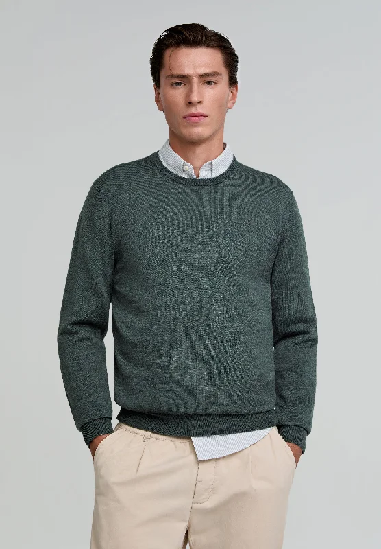 Men's Shawl - Collar Cardigan in Dark Grey for a Sophisticated and Versatile Style WOOL ROUND NECK SWEATER
