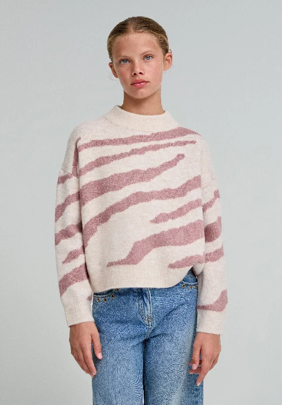 Tall Men's Linen Cardigan in Beige with a Roll - Up Sleeve Detail for a Relaxed Style COLETE EM MALHA COM ESTAMPADO ANIMAL