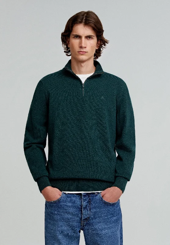Men's Fuzzy Mohair - Blend Cardigan in Light Pink for a Soft and Trendy Look ZIP NECK SWEATER