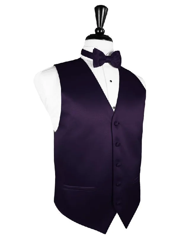 Men waistcoats with a built - in media pocket for tech - savvy users Amethyst Luxury Satin Tuxedo Vest
