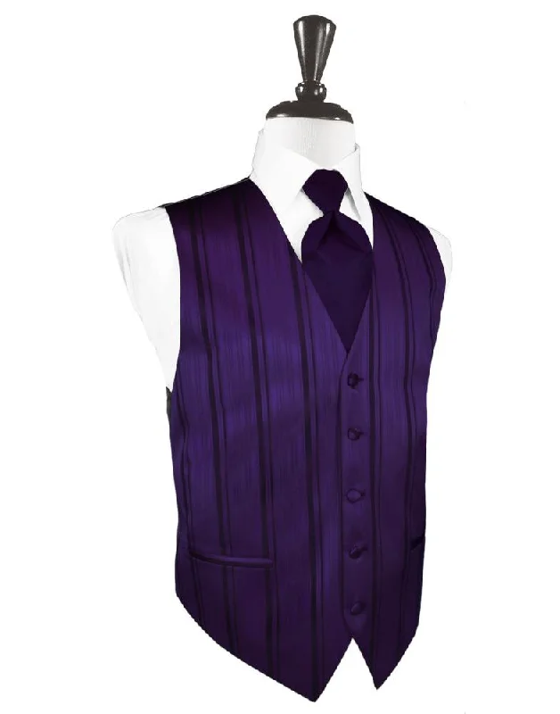 Slim - fit men vest for formal occasions with a modern cut Amethyst Striped Satin Tuxedo Vest