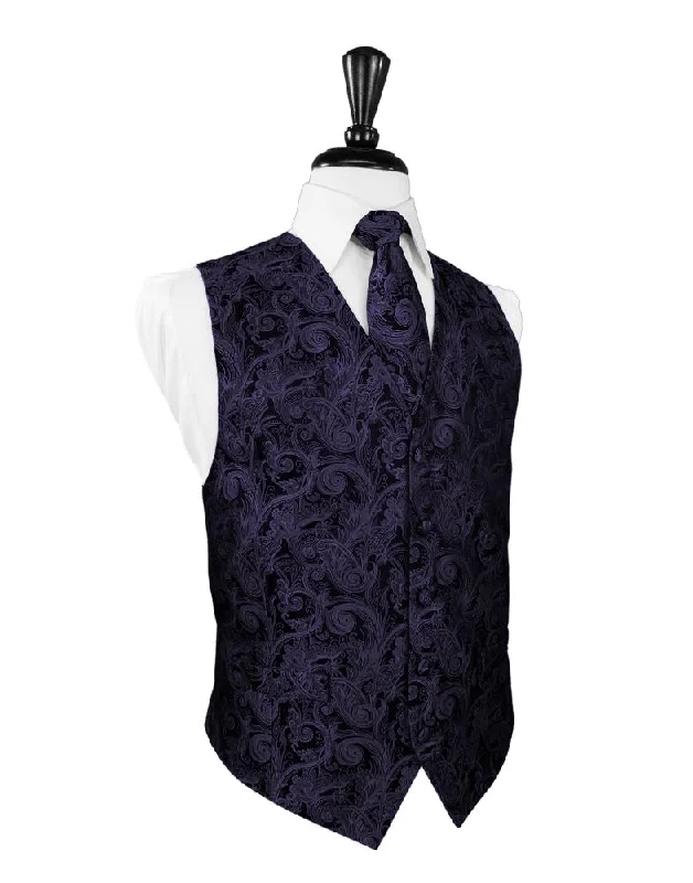 Leather men vest with studded details for a biker look Amethyst Tapestry Tuxedo Vest