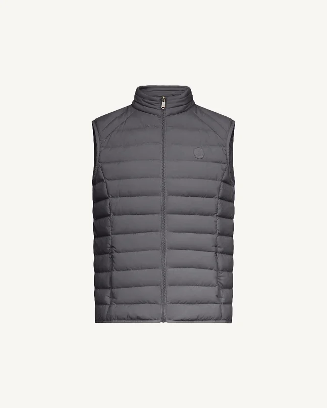 Men down jackets with a trendy color - block design for a fashion - forward look Anthracite Arafo stretch sleeveless puffer jacket