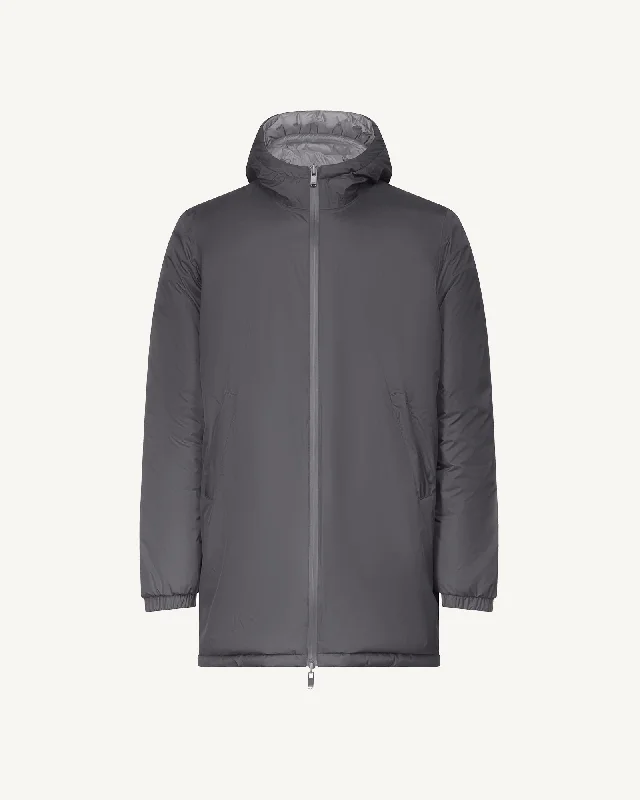 Plus - size men down jackets with a roomy fit for added comfort Anthracite/Woolen grey Amsterdam long reversible hooded puffer jacket reversible hooded