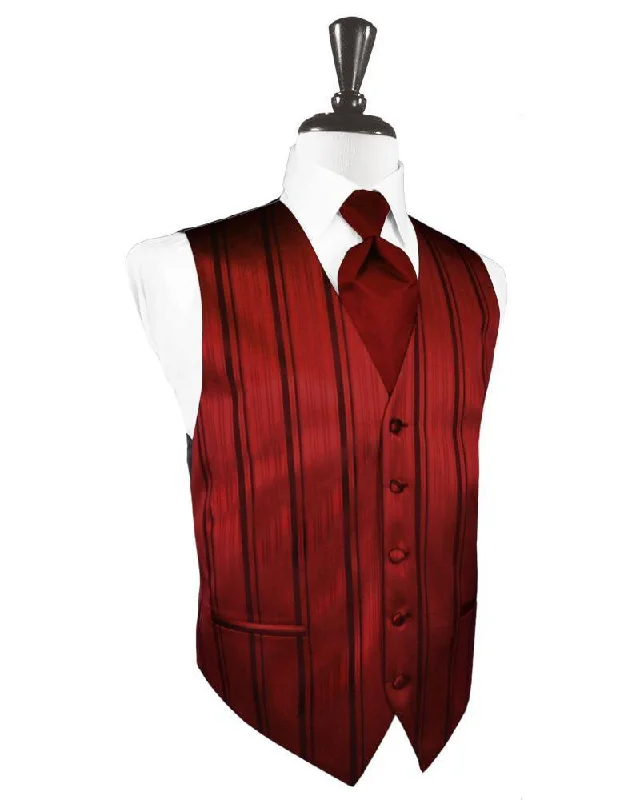 Zip - front men vest with multiple inner pockets for storage Apple Striped Satin Tuxedo Vest