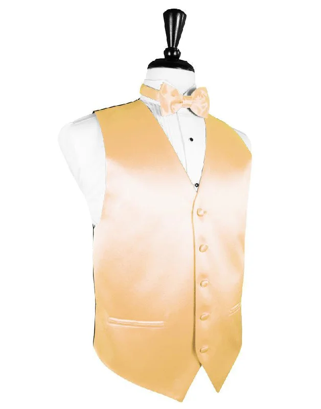 Lightweight men vest made from recycled materials for eco - conscious consumers Apricot Luxury Satin Tuxedo Vest