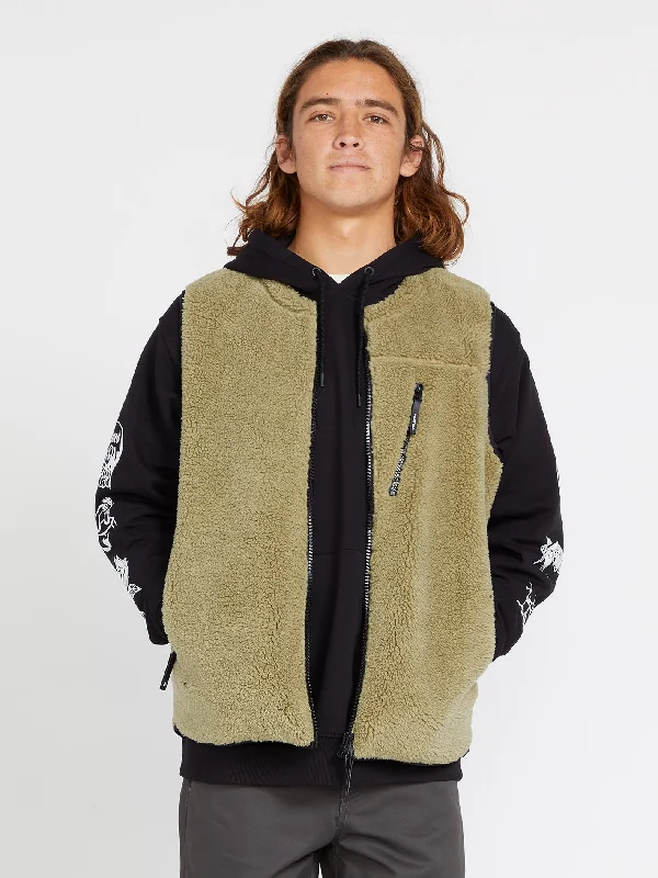 Tweed men waistcoats with a traditional herringbone pattern for a classic look Archstone Sherpa Vest - THYME GREEN