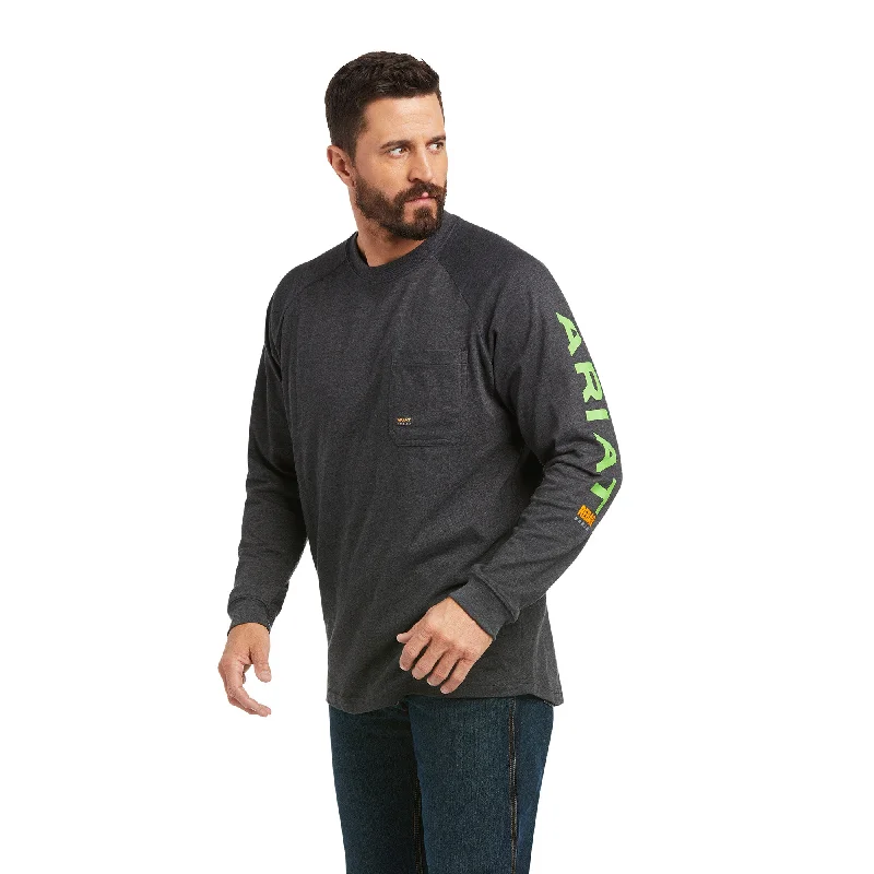 Men's printed long sleeve Hawaiian shirts for tropical getaways Ariat Men's Rebar CottonStrong Graphic Long Sleeve T-Shirt