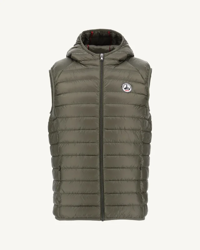 Men down jackets with a detachable inner liner for customizable warmth Army Hooded sleeveless down jacket Pat