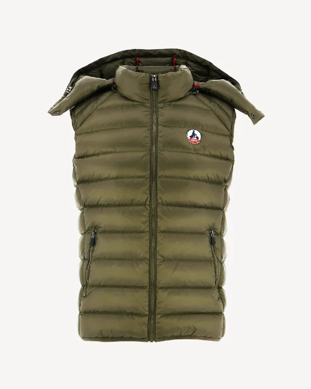 Men down jackets with a high - collar design for enhanced neck protection Army Sleevless down jacket Silver