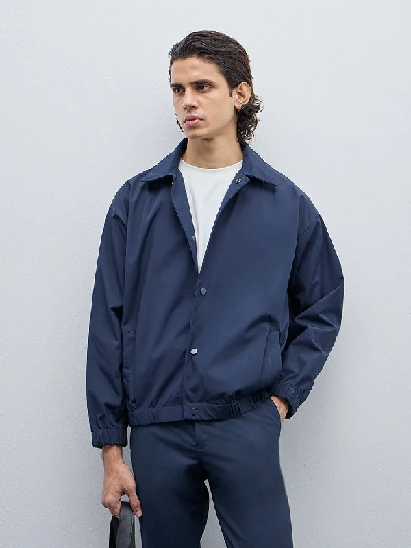 Men Blazers for Business Conferences in Professional and Modern Styles​ Ascot Navy Solid Relaxed-Fit Jacket