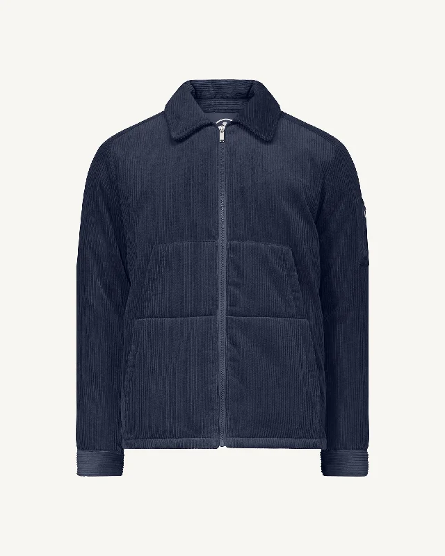 Camouflage men down jackets for outdoor hunting and adventure Baltic corduroy shacket-style down jacket Navy