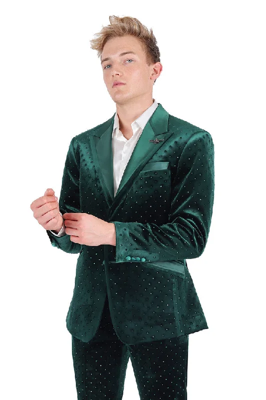Men Blazers for Prom in Stylish and Trendy Designs​ Barabas Friday Night Slim Fit Blazer BL3020 Hunter Green