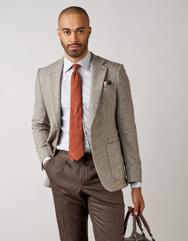 Men Blazers for Beach Weddings in Linen and Casual Styles​ Batten Light Brown Micro-design Blazer