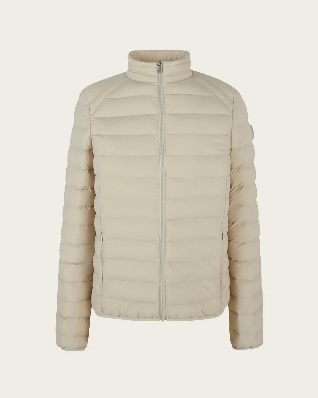 Men down jackets with a recycled down fill for an eco - conscious choice Beige Aragon lightweight stretch puffer jacket