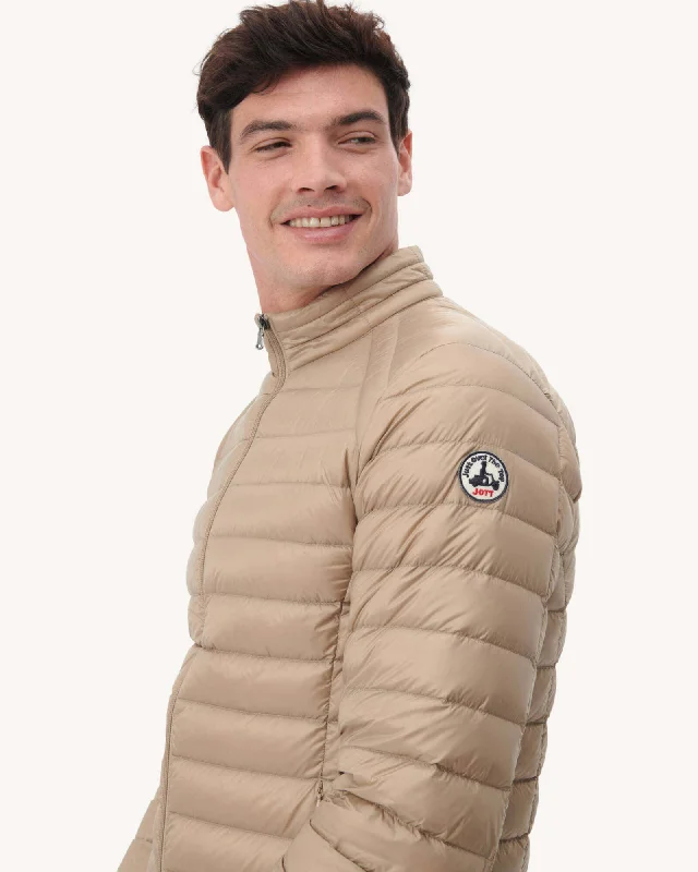Men down jackets with a detachable inner liner for customizable warmth Beige Lightweight down jacket Mat