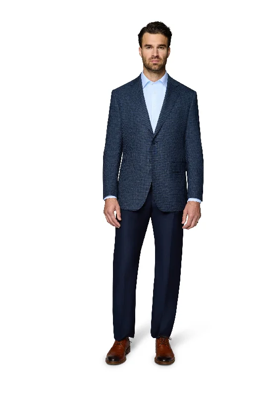 Men Blazers for Opera in Sophisticated and Refined Styles​ Berragamo Wool Sport Coat Modern Fit - Blue Check