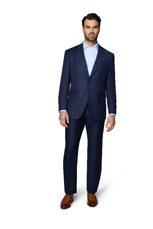 Men Blazers for Weekend Getaways in Casual and Versatile Styles​ Berragamo Wool Sport Coat Modern Fit - Blue Plaid