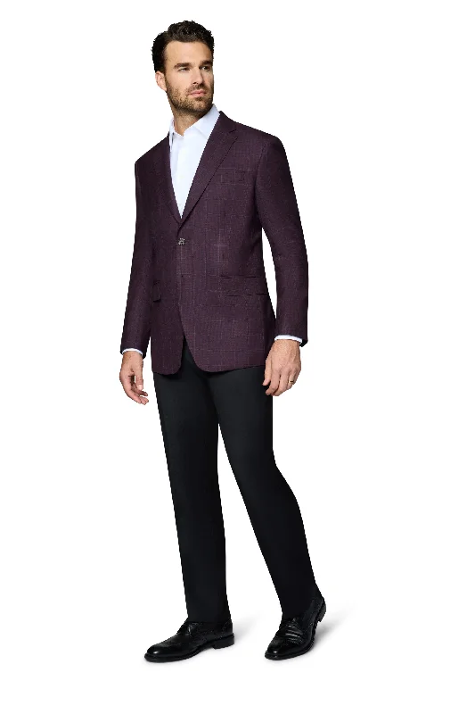 Men Blazers with New Year's Eve - Themed Prints for Festive Parties​ Berragamo Wool Sport Coat Modern Fit - Egg Plant