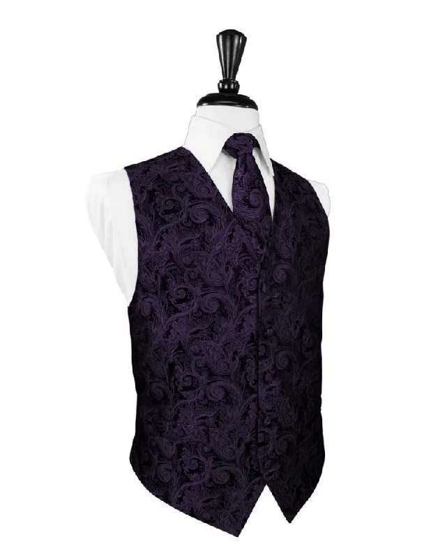 Leather men vest with studded details for a biker look Berry Tapestry Tuxedo Vest