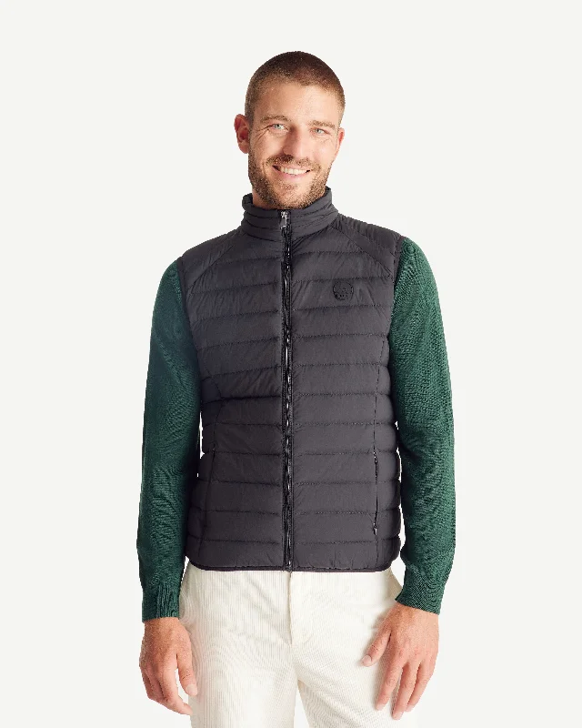 Men down jackets with a breathable membrane to prevent sweating Black Arafo stretch sleeveless puffer jacket