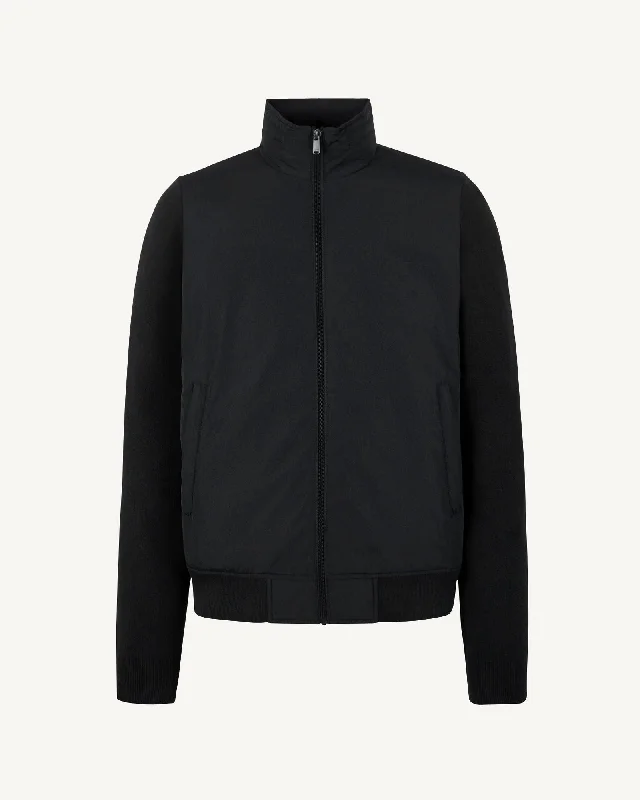 Men down jackets with a water - repellent outer shell for wet winter days Black Bardenas bi-fabric hooded jacket