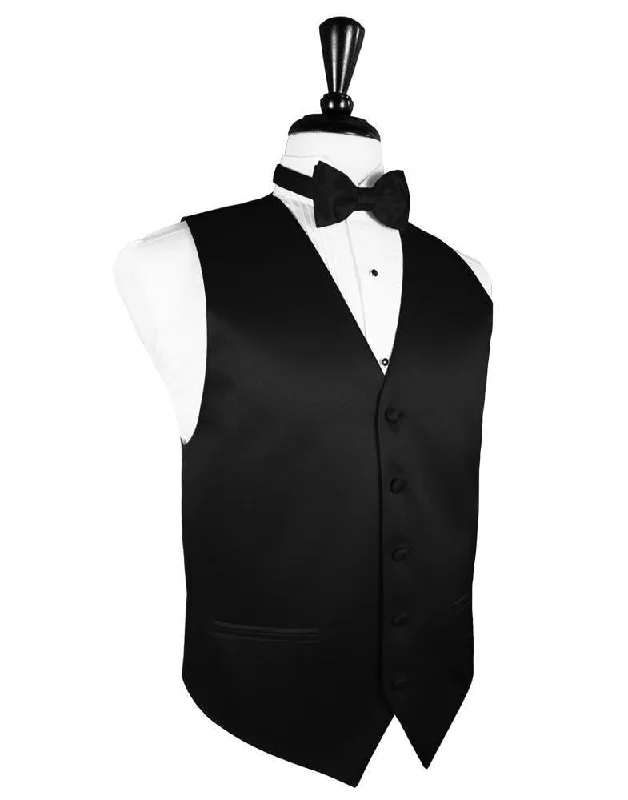 Lightweight men vest made from recycled materials for eco - conscious consumers Black Luxury Satin Tuxedo Vest
