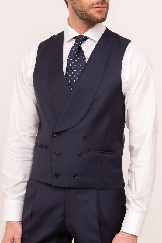 Performance - driven men vest with moisture - wicking properties for workouts Blue double breasted waistcoat - Made in Italy