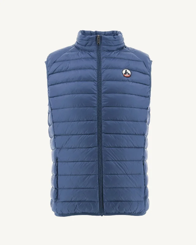 Men down jackets with a reflective strip for increased visibility in low - light Blue jeans down jacket Tom