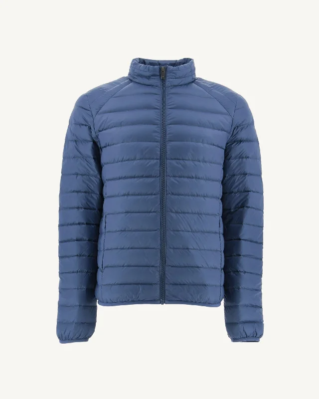 Plus - size men down jackets with a roomy fit for added comfort Blue jeans Lightweight down jacket Mat
