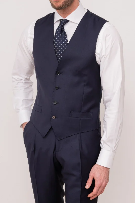 Men vest with a zip - off hood for added protection in inclement weather Blue waistcoat - Made in Italy