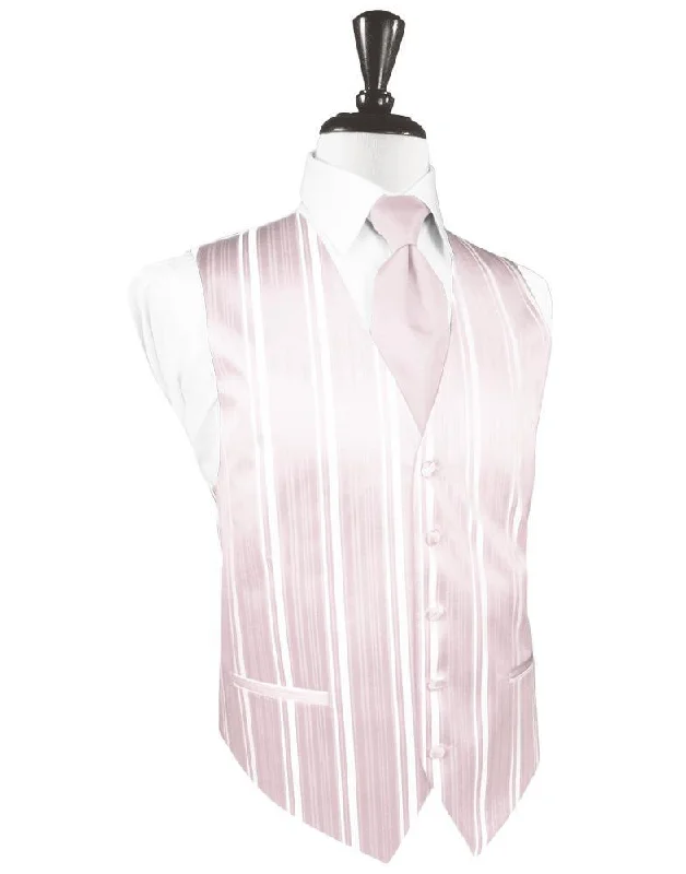 Performance - driven men vest with moisture - wicking properties for workouts Blush Striped Satin Tuxedo Vest