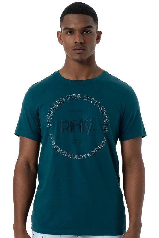 Men's long sleeve military - style utility shirts with multiple pockets Branded T-Shirt _ 151897 _ Teal